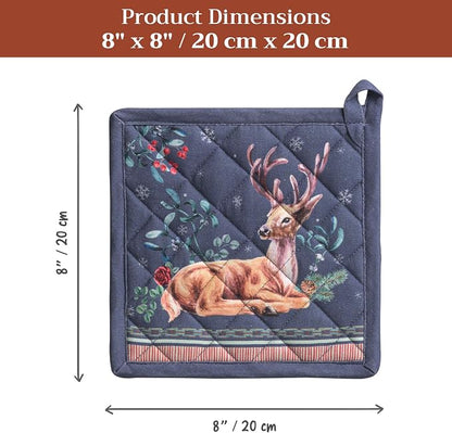 Maison d' Hermine Pot Holders 100% Cotton Potholders (8" x 8", Pack of 2) | Heat Resistant Hot Pads with Loop BBQ Cooking Baking Hotel Kitchen Handling Hot Pans Thanksgiving Christmas - Christmas Joy