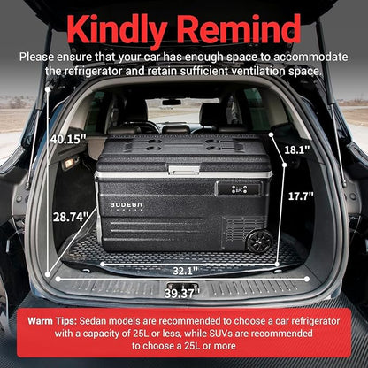 BODEGACOOLER 12 Volt Car Refrigerator,80 Quarts Portable Fridge,75L RV Freezer Single Zone,with APP Control,-4℉-68℉ Car Cooler,12/24V DC & 100-240V AC for Travel, Camping,Outdoor,Truck,SUV