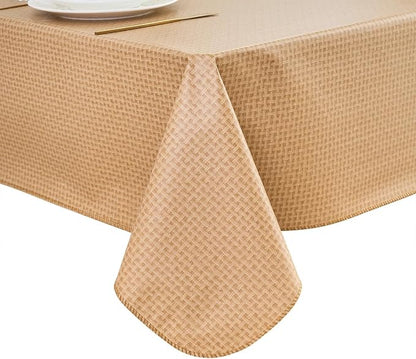 LIBERECOO Heavy Duty Vinyl Tablecloth with Flannel Backing Waterproof Oil-Proof Plastic Table Cloth Stain-Resistant Wipeable Rectangle or Square Table Cover for Indoor and Outdoor 54 x 54 Inch