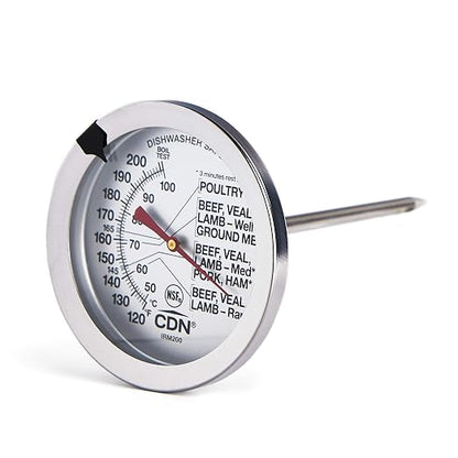 CDN Ovenproof Meat Thermometer NSF Certified Pro Accurate, Temperature Guide on 2" Dial - Easy-to-Read - Poultry, Roasting, Waterproof - IRM200