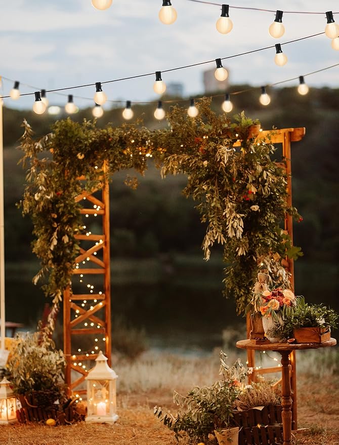 25FT G40 LED Frosted Outdoor String Lights with 27 Globe Blubs(2 Spare), Commercial Grade Waterproof Backyard Lights for Outside Wedding Decor