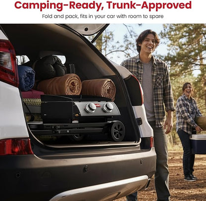 Laudlife Portable Propane Gas Griddle with Collapsible Stand, Non-Stick Enameled Cast Iron, 342 SQ.IN Cooking Space, 2 Burners Flat Top Griddles for Camping, Tailgating, Outdoor Cooking