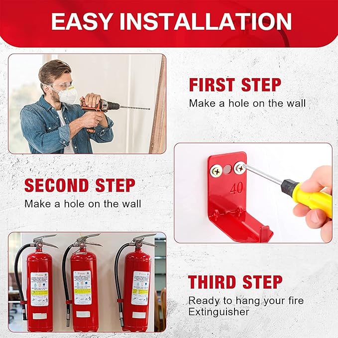 Queekay 20 Pack Fire Extinguisher Mount Universal Bracket 5 to 40 lb Fire Extinguisher Holder Wall Hook Hanger (Classic Style)