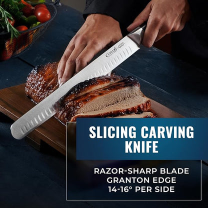 Cutluxe Butcher Knife Set, Brisket, Breaking, Boning & Fillet for Meat | BBQ Carving Blades, Ultra Sharp German Steel, Full Tang Ergonomic Handles – Grilling Gift for Men