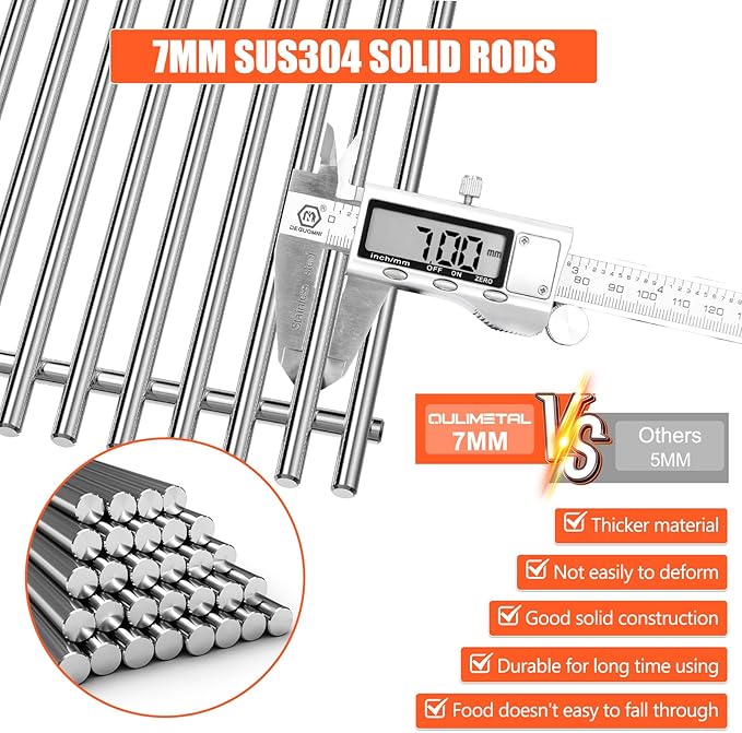 QuliMetal 7525 Grill Grates 7537 Flavorizer Bars for Weber Genesis Silver B/C,Genesis Gold Platinum B/C,Weber Spirit 300 with Side Knobs,Spirit 700,Grill Parts for Weber Spirit 900