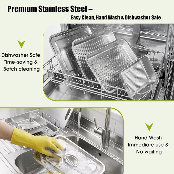 7-IN-1 Grill Prep & Carry System - Large Stainless Steel Prep Tray with Lid | Grill Accessories with 2 Marinating Containers, Cutting Board & Rack, Dishwasher-Safe Grilling Prep & Serve Set for BBQ Gifts