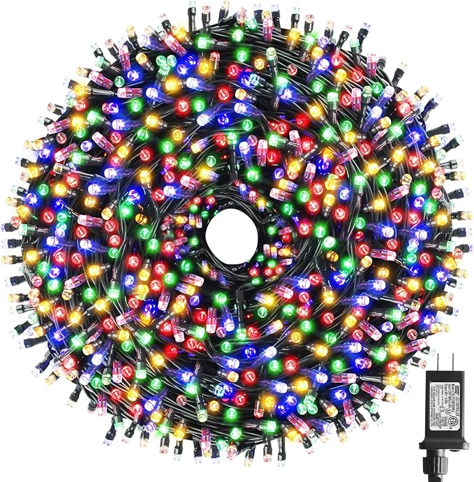 262FT 800 LED Christmas String Lights, Christmas Lights | Plug 8 Modes Memory Function with Timer, UL Certified Outdoor Indoor Fairy Light Christmas Tree, Patio, Party (Multicolor)