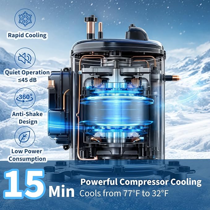 Garvee 33QT Electric Cooler, 12V Portable Car Refrigerator with Handle | -4℉ to 50℉ Truck Refrigerator, Car Fridge with AC/DC Power for Camping, RV, Road Trips & Outdoor Travel