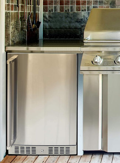 BRAMA Outdoor Refrigerator Built-In or Freestanding with Automatic Defrost, LED Display and Control Panel