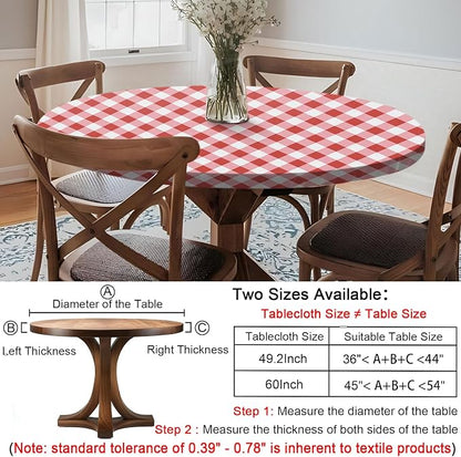 opstellen Fitted Round Tablecloth Non Slip Table Cloth Vinyl Inside Outside Circle Cover for 45-54" Tables Dining Kitchen Family Festival Kit Gifts Summer Fall Patio Picnic Glamping Vacation Equipment