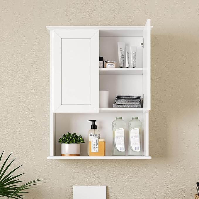 Bathroom Wall Cabinet, Over The Toilet Storage Cabinet, 24x30 Inch Bathroom Medicine Cabinet with 2 Door & Adjustable Shelves, Bathroom Cabinet Wall Mounted, for Laundry Room, Kitchen