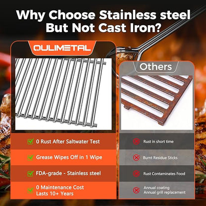 QuliMetal 15.3" Flavorizer Bars and Grill Grates for Weber Spirit E-310 and GS4 Spirit II 300 Series,Spirit 700,Genesis Silver/Gold B & C,Genesis Platinum B & C,Genesis 1000-3500