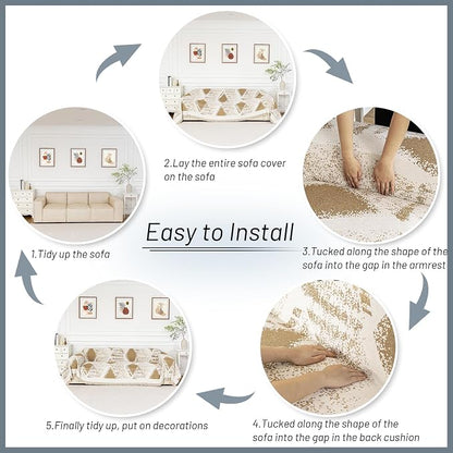 MYSKY HOME Couch Cover for Sectional Sofa Set,Boho Furniture Protector, Sofa Cover Washable for Pets, Couch Covers for 3 Seat Sofa, Chenille Multi-Use Throw Blanket, 71" X134"