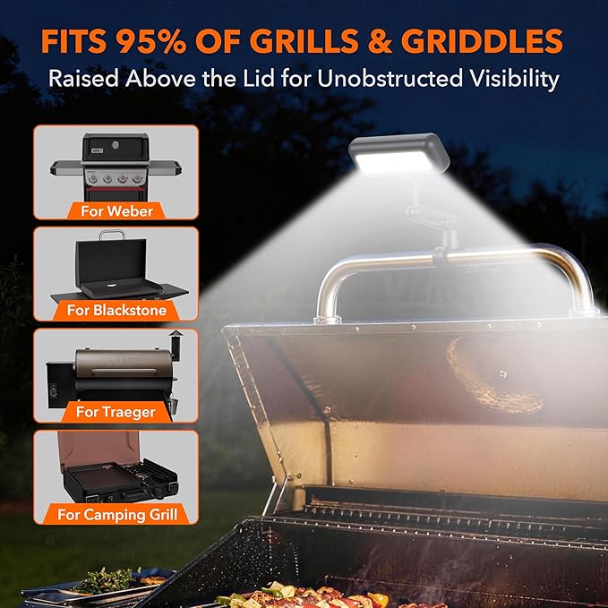 Grill Light for Outdoor Grill, 360° BBQ Light for Blackstone & Weber, Griddle & Grill Accessories, Rechargeable LED Light for Outdoor, BBQ Grilling Gift for Men Father Husband Birthday