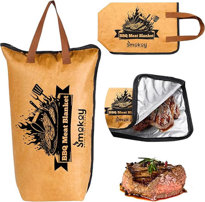 21in BBQ Blanket for Resting Meat 5 Layer Insulated Brisket Resting Bag with Wide Mouth, Keeps Meat Juicy & Hot Smoker, Air Fryer, Kitchen Accessories for Camping & Picnic for Dad