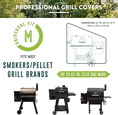 Patio Companion Professional, 52" Black Smoker Cover, 5-Year Warranty, Heavy-Grade, UV Blocking, Weather Resistant, Grill Cover for Traeger, Pit Boss.
