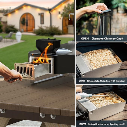 Portable Pizza Oven, Outdoor Pizza Stove, Wood Pellet Burning Pizza Oven with Pizza Stone for Outdoor Backyard Pizza Maker Garden Kitchen, PS105
