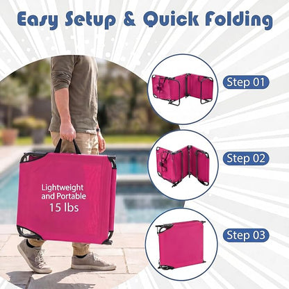 Goplus Tanning Chair, Folding Beach Lounge Chair with Face Hole, Removable Pillow, Carry Strap, Position Adjustable, Sunbathing Chair, Portable Outside Lounge Chair for Patio Pool