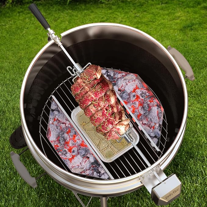 onlyfire 6008 Rotisserie Meat Forks(1-Pair) for Weber and Other Model Grills - Only Fits 5/16" Square Spit Rods (Pack of 2)