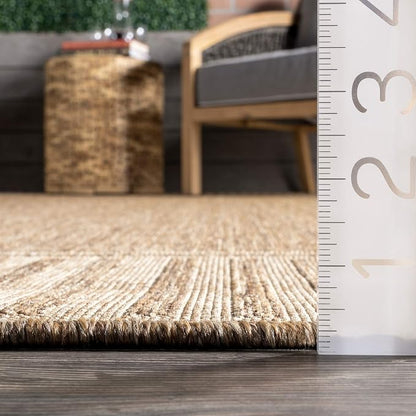 nuLOOM Asha Light Brown Bordered Indoor/Outdoor Area Rug, 4' x 6'