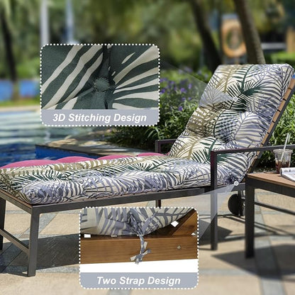Outdoor Lounge Chair Cushions, 74.4 x 22 x 4.7 Inches Waterproof Fade Resistant Patio Cushion for Chaise Lounger
