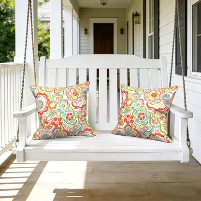 LVTXIII Outdoor Pillow Covers 20x20 Inch, 2 Pack Large Square Throw Pillow Cases, Fade-Resistant Cushion Covers for Patio Furniture Sofa, Garden Porch, Flower Multi