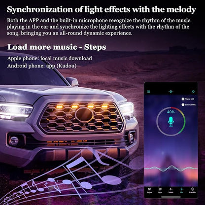 RGB Led Grille Lights for Toyota Tacoma Raptor Grills Light 2020-2023 | 4pcs ,TRD Off Road Sport OEM Grill,Rapt0r Lights for Tacoma 6 LED Upgrade Grille Light