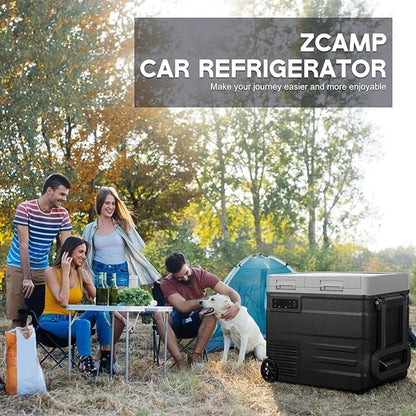 UD65 12V Car Refrigerator,Dual Zone Car Fridge with Wheels,60QT(56.7L) Electric Cooler Portable Freezer,12 Volt Refrigerator -4℉~68℉,12/24V DC 100-240V AC for Camping, Travel, Truck, RV