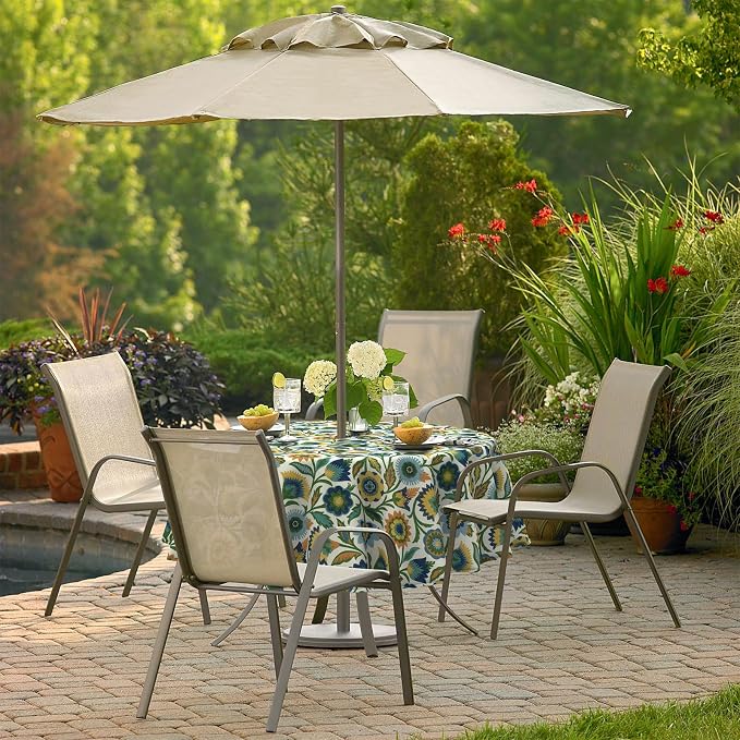Outdoor/Indoor Round Tablecloth with Umbrella Hole Zipper, Decorative Circular Table Cover for Home Garden, 60 Inch, Fiesta Floral