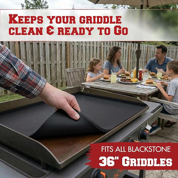 KITCHEN PERFECTION 36" Premium Silicone Griddle Cover Mat for Blackstone Griddle 36 Inch - Hermetic Protection from Rust & Debris All Year, Fits All Blackstone 36 Inch Models - Food Grade Silicone