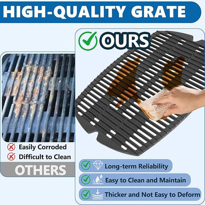 SafBbcue 7644/7582 Cast Iron Cooking Grates & 60040 Grill Burner Tube kits for Weber Q1200 Q100 Q120 Q1000 50060001 386001 86002 516001 Grills, Grids & Grates for Baby Q Gas Grills, 17"