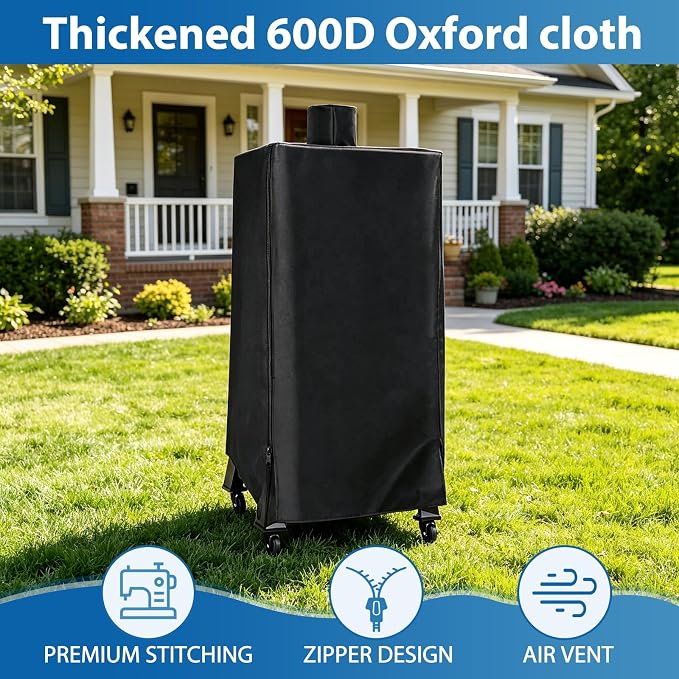 Vertical Pellet Smoker Cover for Pit Boss 4/5/7 Series Waterproof | Heavy Duty Grill Cover for Pit Boss 73550, PBV4PS1, PBV5PW1, PBV5P1 Vertical Pellet Smokers, with Zipper Design