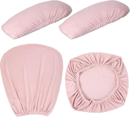Tallew 8 Pcs Office Chair Covers Stretchable Armrest Seat,XL,Pink | Universal Fit Office Desk Chairs, Protective Seat Backrest Slipcovers, Stretchable Prevent Wear, Easy Install for Rotating
