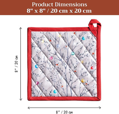 Maison d' Hermine Pot Holders 100% Cotton Potholders (8" x 8", Pack of 2) | Heat Resistant Hot Pads with Loop BBQ Cooking Baking Hotel Kitchen Handling Hot Pans Thanksgiving Christmas - Fairy Christmas