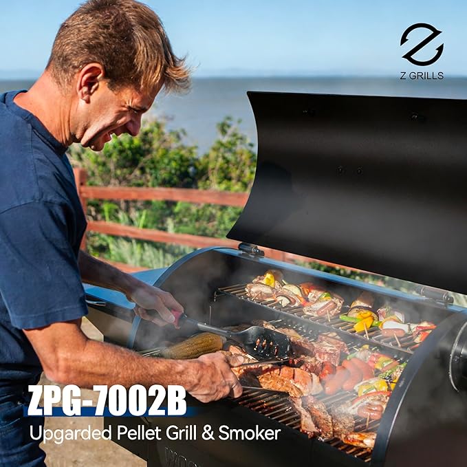 Z GRILLS 2026 Upgrade 8-in-1 BBQ Pellet Grill & Smoker, 697 sq in Cooking Area, PID Auto Temperature Control, 28 lbs Hopper Capacity, Outdoor Grill, Black (Grill Cover Included)