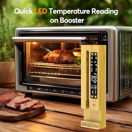 WiFi Sub-1G Wireless Meat Thermometer Unlimited Range 7 NIST Certified Sensors with Ambient Temp 2 Temp Monitoring Ways Digital Smart Base and App for BBQ, Smoker, Grill, Oven