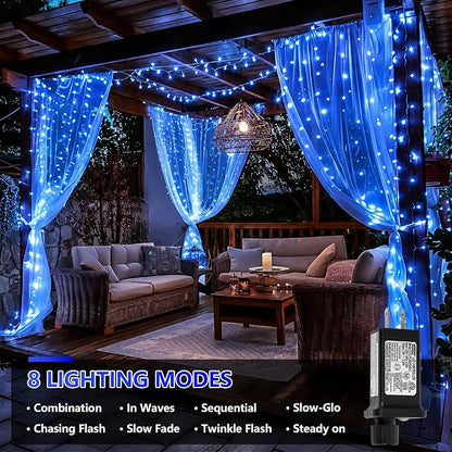 YEGUO 165ft 500 LED Blue String Lights Outdoor Waterproof, Clear Wire Christmas Lights Indoor Plug in, 8 Modes Fairy Light for Bedroom Classroom Party Wedding Tree Decor