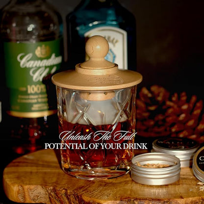 Cocktail Smoker Kit - Old-Fashioned Drink Smoker with Torch - 4 Kinds of Wood Chips for Men, Dad, Husband, Brother or Whiskey/Bourbon Lover - Butane not Included