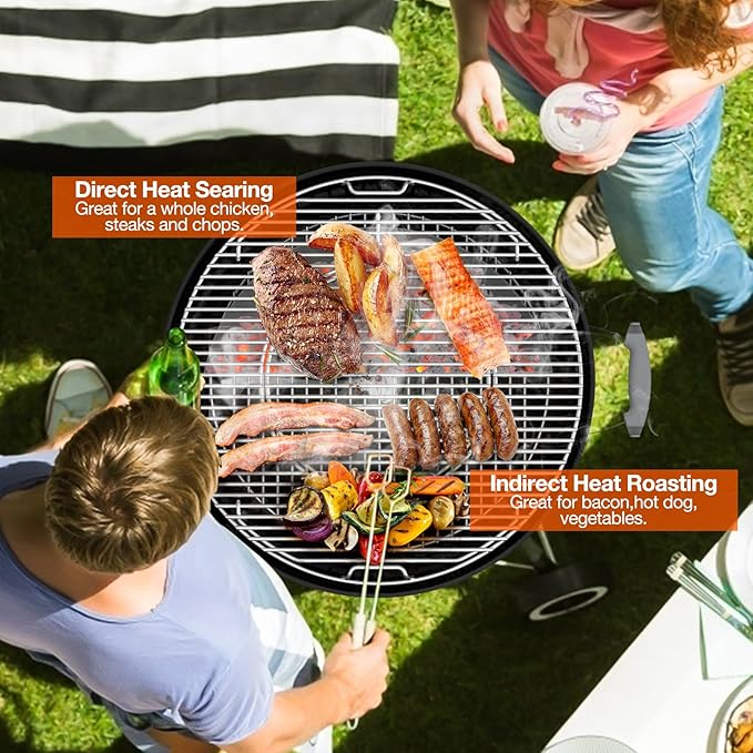 onlyfire Half-Moon Charcoal Ash Basket for Weber 22" & 26" Kettle Grills - Heavy Duty Stainless Steel Charcoal Holder for Two-Zone Cooking & Indirect Grilling