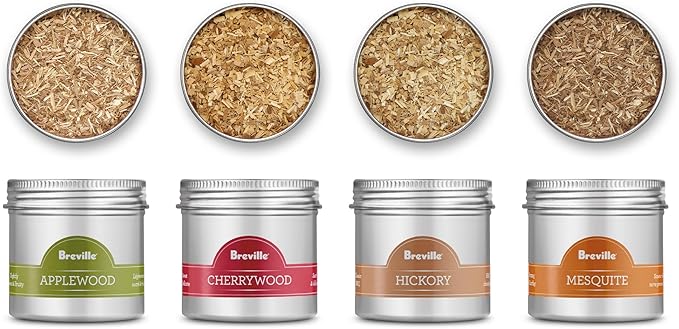 Breville Commercial BSM600AWC0NUC1 Classic Smokehouse Wood Chip Kit for Smoking Gun Pro CSM700, 4 Piece, Hickory, Mesquite, Applewood, and Cherrywood