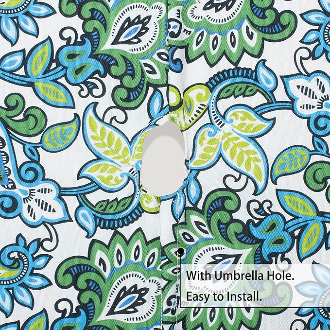60"x84" Rectangle Tablecloth with Umbrella Hole and Zipper, Washable Waterproof Wrinkle Free Zippered Patio Table Cloths Table Covers for Spring, Party, Backyard, Picnic, BBQS (Botanical Blue Green)