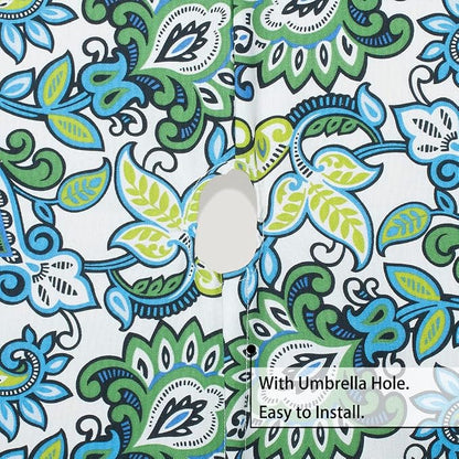60"x84" Rectangle Tablecloth with Umbrella Hole and Zipper, Washable Waterproof Wrinkle Free Zippered Patio Table Cloths Table Covers for Spring, Party, Backyard, Picnic, BBQS (Botanical Blue Green)