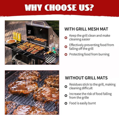 6 Pcs BBQ Grill Mesh Mat, 15.75 x 13 Inch Non-Stick Reusable Barbecue Grilling Mat Easy to Clean, Heavy Duty Heat Resistant Cooking Mesh Mat Suitable for Outdoor Smoker, Pellet, Gas, Charcoal Grills