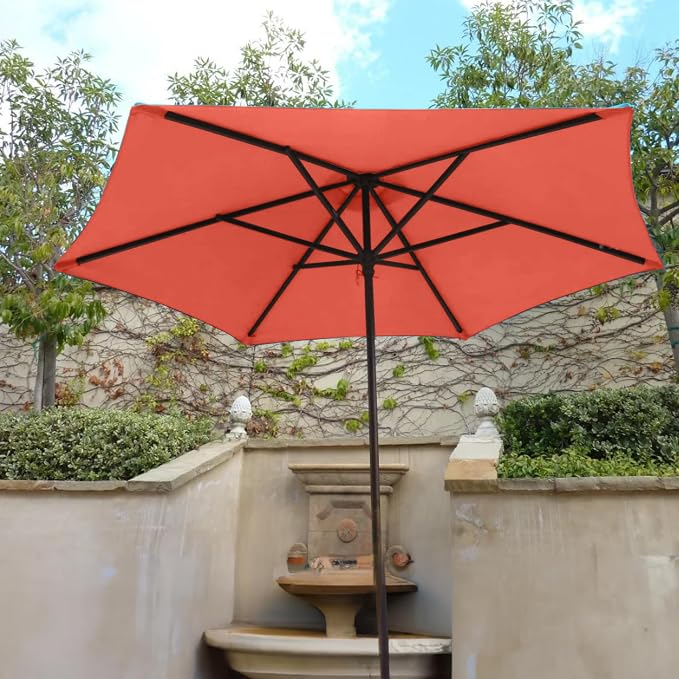 Formosa Covers 9ft 6 Ribs Market Patio Umbrella Replacement Canopy - Top Canvas - 600D UV Protective and Water Resistant Umbrella Fabric - Premium Quality Replacement Canopy Cover ONLY (Peach Coral)