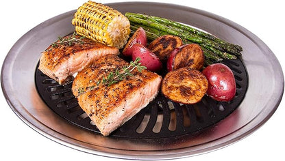 Kitchen + Home Stove Top Smokeless Grill, Indoor/Outdoor BBQ Grill Pan with Double Coated Non-Stick Surface and Burner Liners