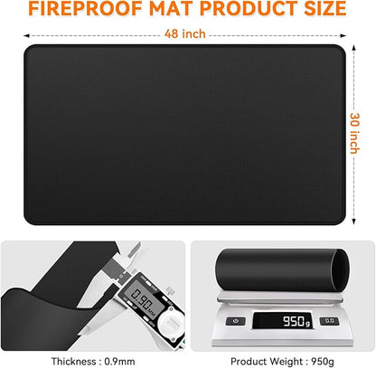 Fireplace Mat Fireproof, 48 x 30 Inch Hearth Rugs for Fireplaces Fire Resistant, Indoor Fire Pit Wood Stove Pads, Outdoor Under Grill Mats, Protect Floors and Decks from Sparks Embers