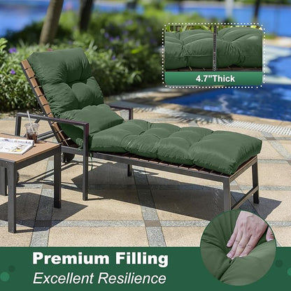 Outdoor Lounge Chair Cushions, 74.4 x 22 x 4.7 Inches Waterproof Fade Resistant Patio Cushion for Chaise Lounger