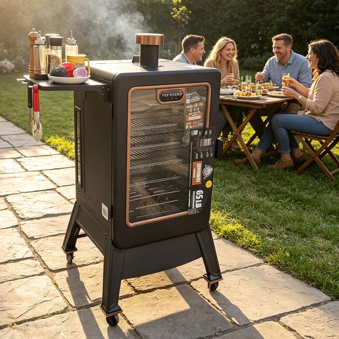 Folding Side Shelf for Pit Boss Copperhead 1300 PBV4NX 4 Series Smoker | 12.8 x 11 in Heavy-Duty Steel Prep Table with 3 Tool Hooks, Foldable Design for Extra Workspace and Easy Storage