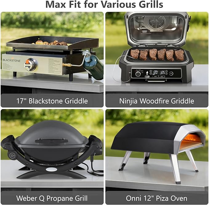 RUNNA 78.3" Outdoor Kitchen Island with Foldable Grill Table, Wooden Outdoor Grill Cart with Trash Can Storage & Stainless Steel Top, Outdoor Bar Cart, Pizza Oven Table for Lawn & Garden (Black@76)
