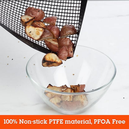 BBQ Grilling Mesh Basket (12x12")- Heavy Duty 100% Non Stick Reusable Grilling Basket for Indoor Cooking and Outdoor Barbecue Grilling - Raised Sides Keeps Food Inside- Father's Day Gift for Dad